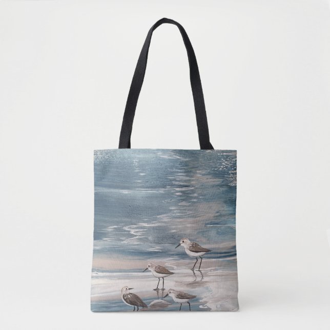 Beach birds coastal tote bag (Front)