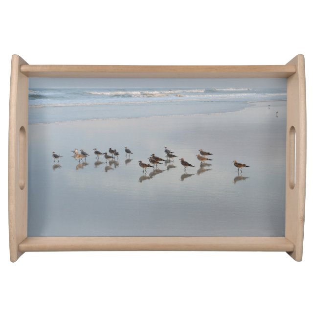  Beach Birds Rustic Coastal Scenic Landscape Photo Serving Tray (Front)