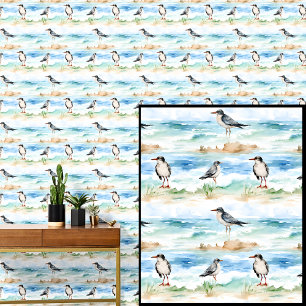 Beach Birds Seagulls on Sandy Beach with Waves     Wallpaper