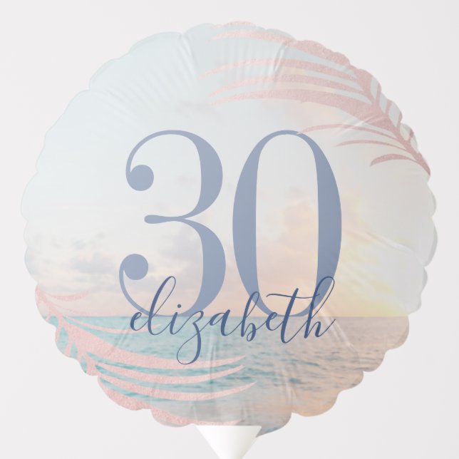 Beach Birthday Custom Name Any Age Balloon (Front)