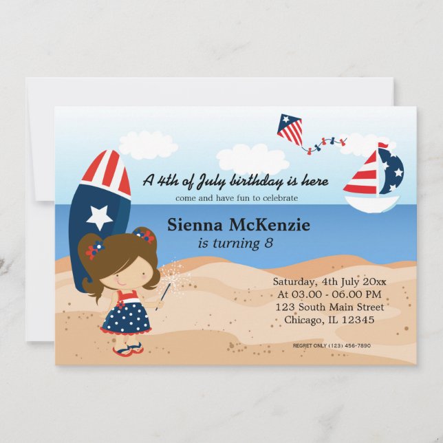 Beach Birthday Independence day party Invitation (Front)
