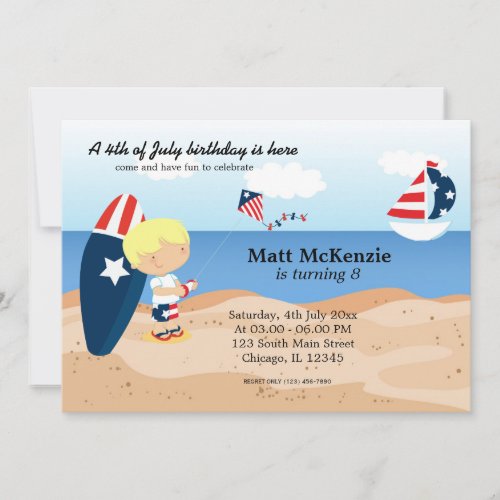 Beach Birthday Independence day party Personalized Invitation