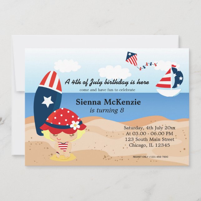 Beach Birthday Independence day party Invitation (Front)