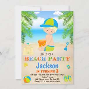 Beach birthday invitation Beach invitation for boy