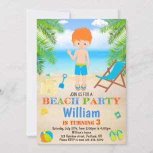 Beach birthday invitation Beach invitation for boy