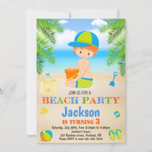 Beach birthday invitation Beach invitation for boy