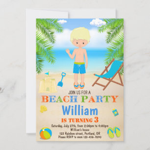 Beach birthday invitation Beach invitation for boy