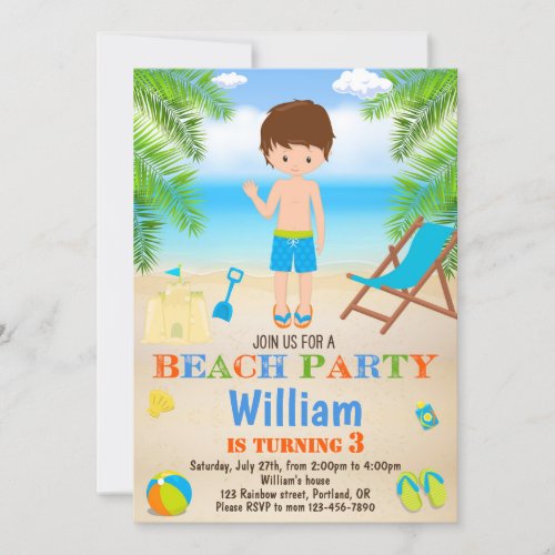 Beach birthday invitation Beach invitation for boy