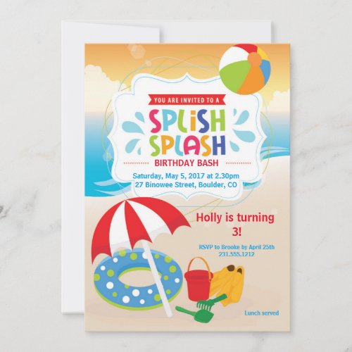 Beach Birthday Invitation  Beach Party