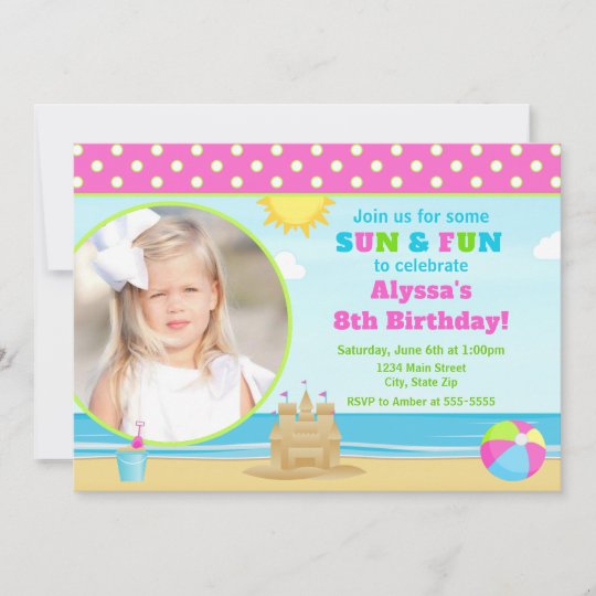 Beach Birthday Invitation Beach Party Girl
