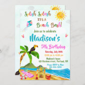 Beach birthday invitation Pool party invitation (Front/Back)