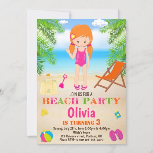 Beach birthday invitation Summer Beach invitation