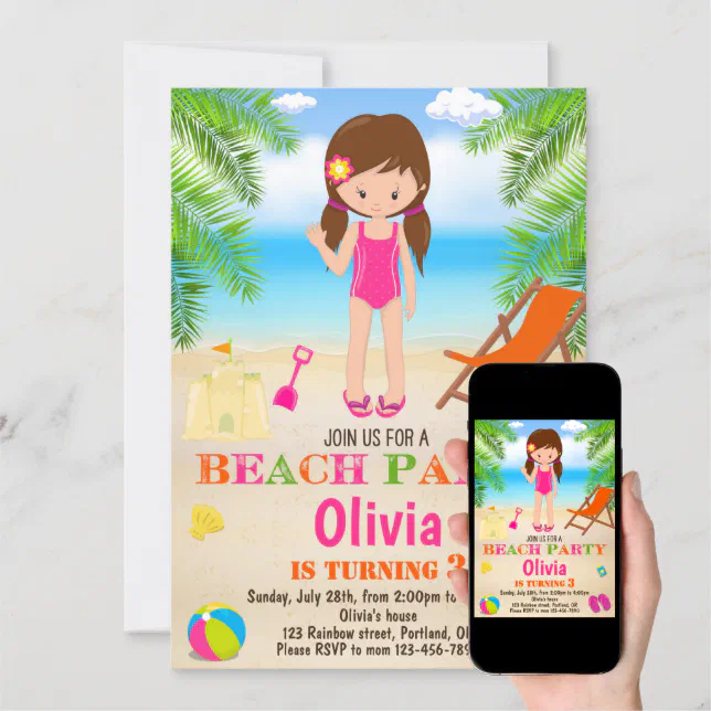 Beach birthday invitation Summer Beach invitation | Zazzle