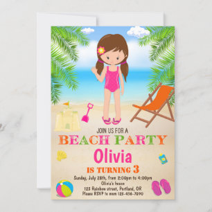 Beach birthday invitation Summer Beach invitation