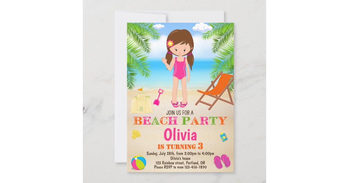 Beach birthday invitation Summer Beach invitation | Zazzle