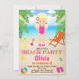 Beach birthday invitation Summer Beach invitation