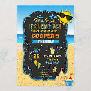 Beach Birthday Party Bash Sand Castle Summer Boy Invitation