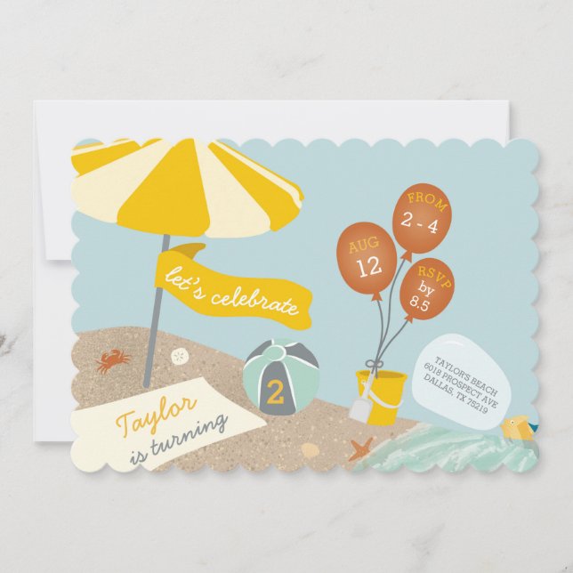 Beach Birthday Party Invitation (Front)