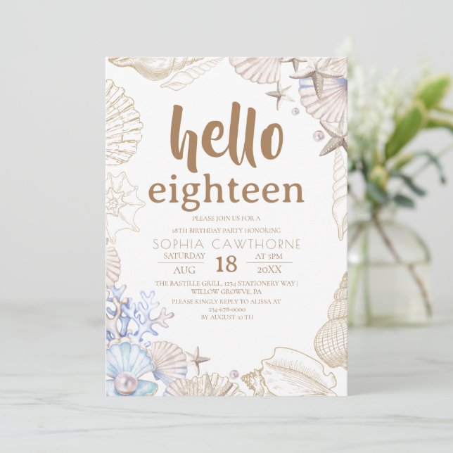  Beach Birthday Party Invitation (Standing Front)