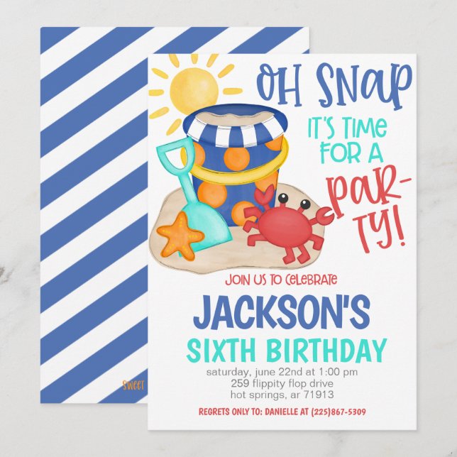 Beach Birthday Party Invitation (Front/Back)