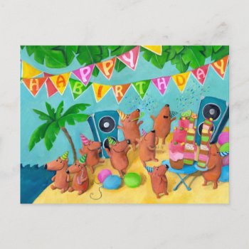 Beach Birthday Party Invitation Postcard by partymonster at Zazzle