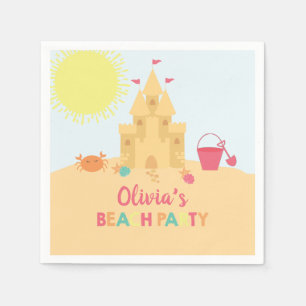Beach Birthday party sand castle Napkins