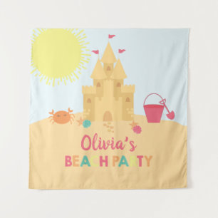 Beach Birthday party sand castle Tapestry