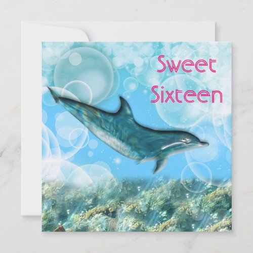 Beach birthday party tropical dolphin personalized invite