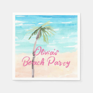 Beach Birthday Party watercolor Napkins