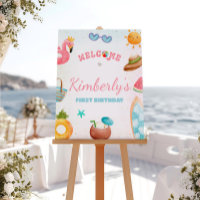 Beach Birthday Sign, Pool Party Welcome Sign