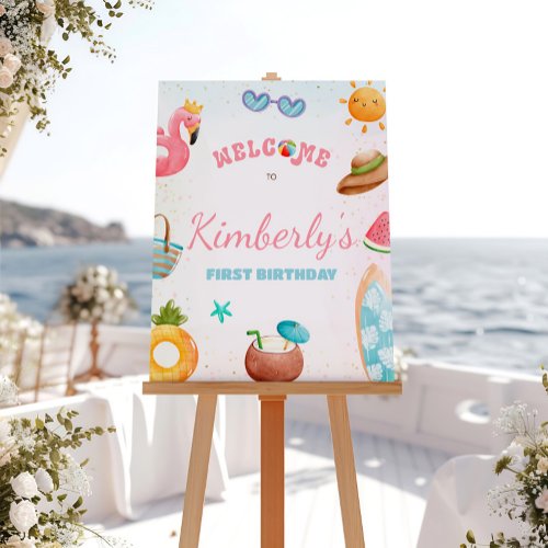 Beach Birthday Sign Pool Party Welcome Sign