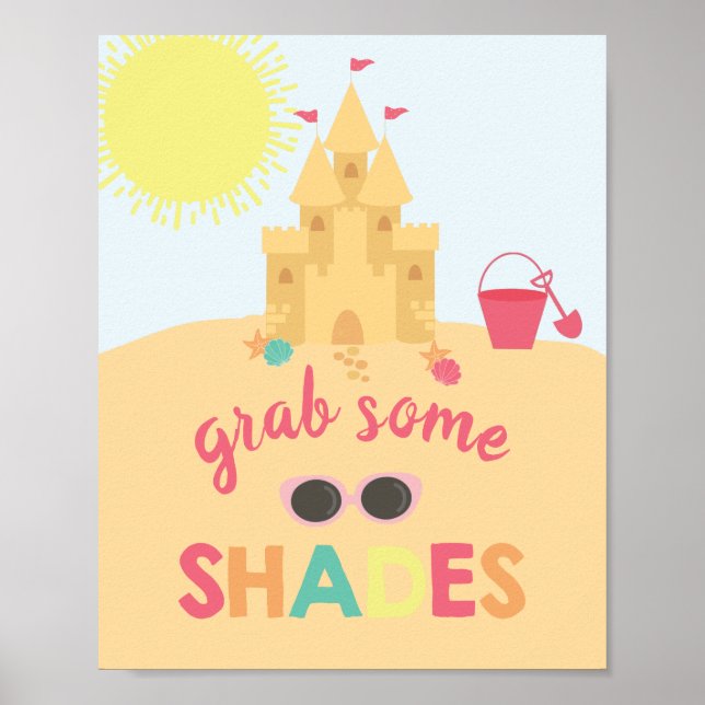 Beach birthday sun glasses favor Sign (Front)