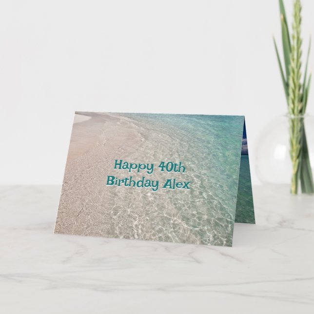 Beach Birthday Wishes Adult Message Card (Front)