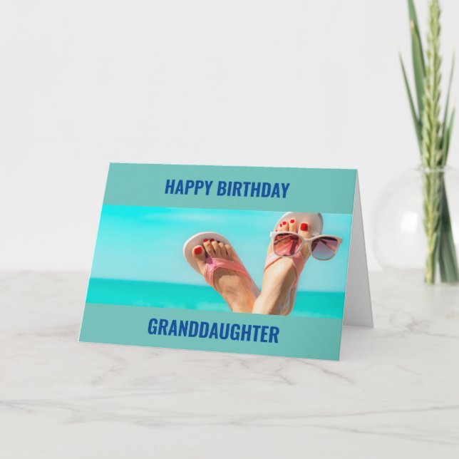 ***BEACH BIRTHDAY WISHES** "GRANDDAUGHTER" CARD (Front)