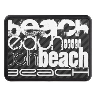 Beach; Black & Dark Gray Stripes Trailer Hitch Cover