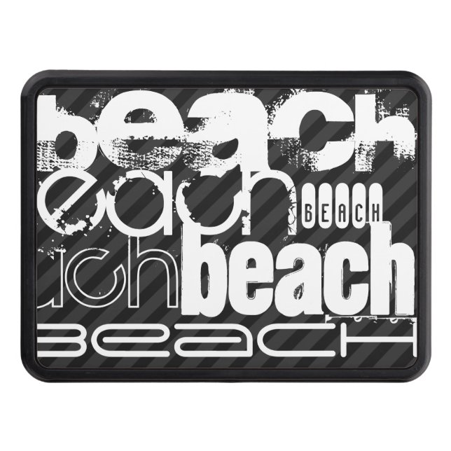 Beach; Black & Dark Gray Stripes Trailer Hitch Cover (Front)