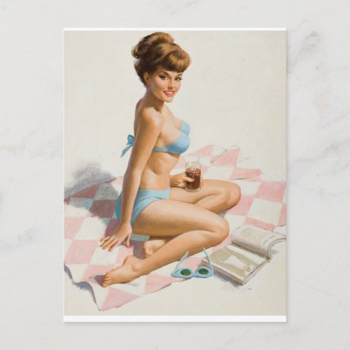 Beach Blanket Pin Up Art Postcard