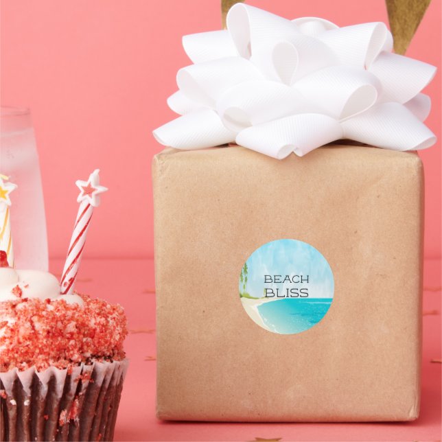 Beach Bliss Coastal Ocean Round Sticker (Party)