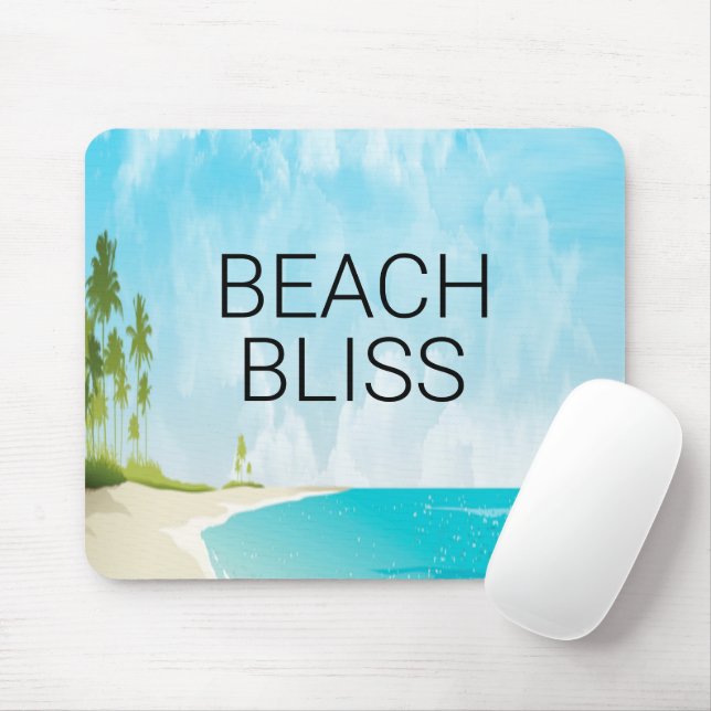 Beach Bliss Coastal Ocean Scene Desk Mouse Pad (With Mouse)