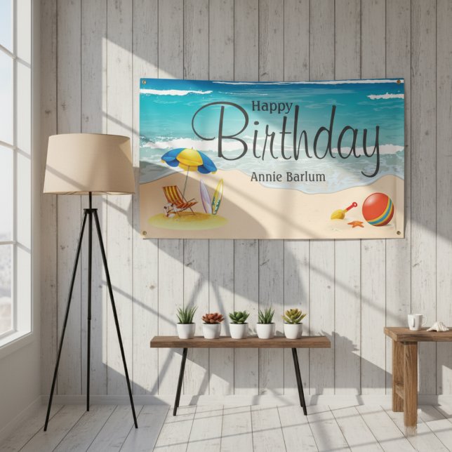  "Beach Bliss" Happy Birthday Banner  ("Beach Bliss" Happy Birthday Banner)