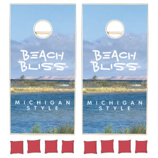 Beach Bliss Lake Michigan Lake Shore Cornhole Set