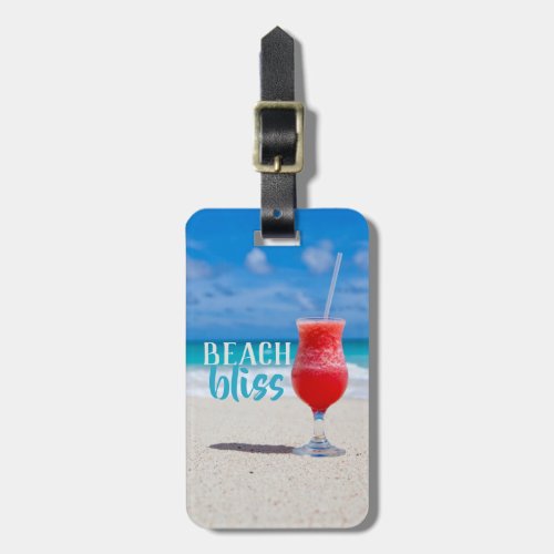 Beach Bliss Ocean Vacation Red Tropical Cocktail Luggage Tag