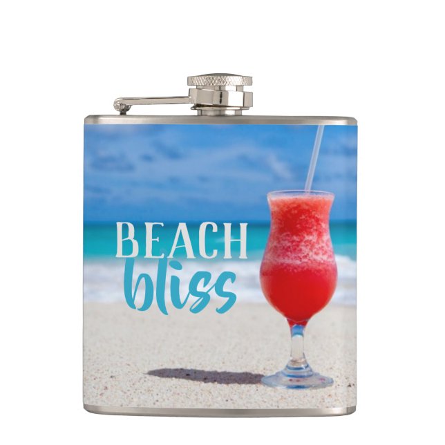 Beach Bliss Tropical Cocktail Sandy Beach Flask (Front)