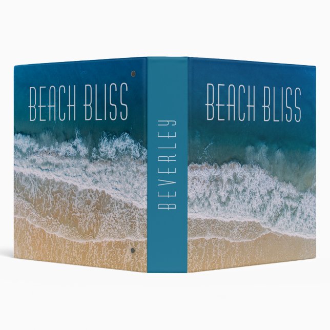 Beach Bliss Tropical Dream Palm Coast Custom Name 3 Ring Binder (Background)