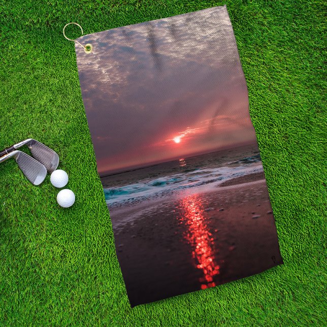Beach Bliss Tropical Paradise Island Sunset Golf Towel (Creator Uploaded)