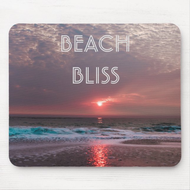 Beach Bliss Tropical Paradise Sunset Editable Mouse Pad (Front)