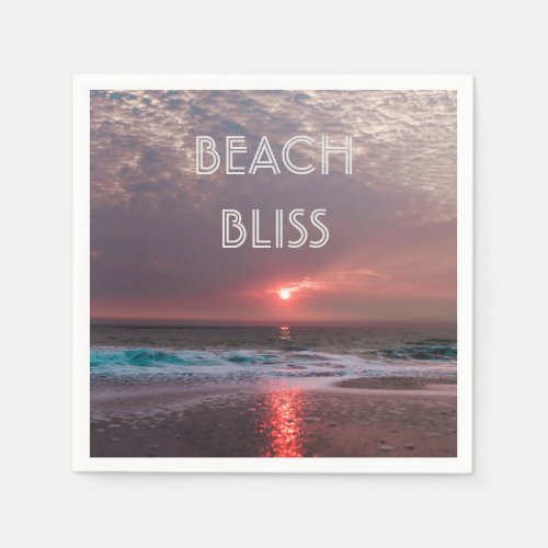 Beach Bliss Tropical Paradise Sunset Editable Paper Napkins