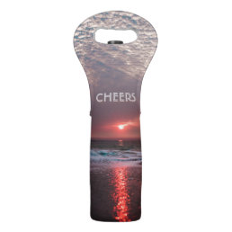 Beach Bliss Tropical Paradise Sunset Editable Wine Bag