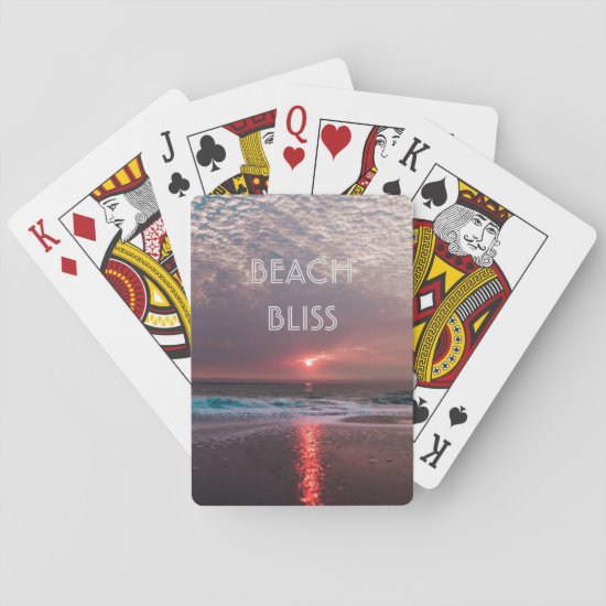 Beach Bliss Tropical Paradise Sunset Tree Editable Playing Cards