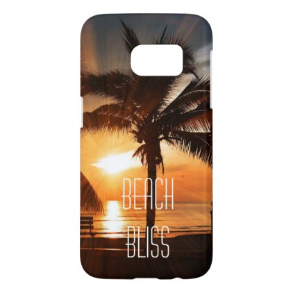 Beach Bliss Tropical Sunset and Palm Tree Editable Samsung Galaxy S7 Case